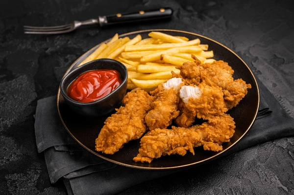 Crispy Chicken Strips with steam